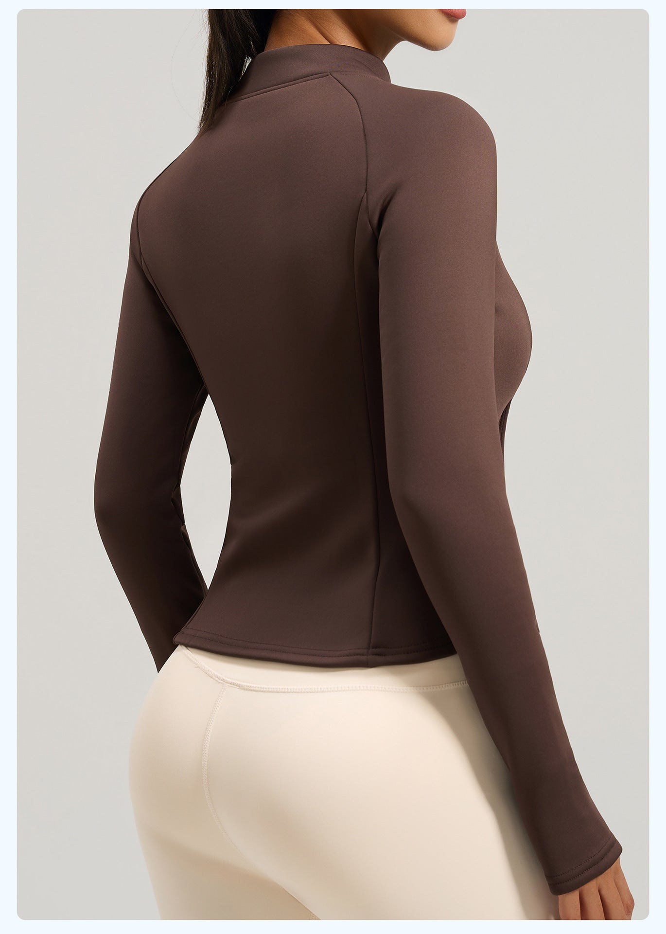 Peach Velvet Stand Collar Coat, Autumn Winter New Arrival, Fleece Lined Thickened Warm Yoga Jacket with Pockets