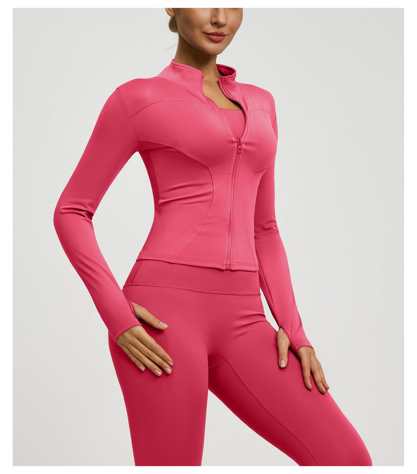 Women’s Zipper Yoga Jacket, Long Sleeve Sports Top for Running & Fitness Training