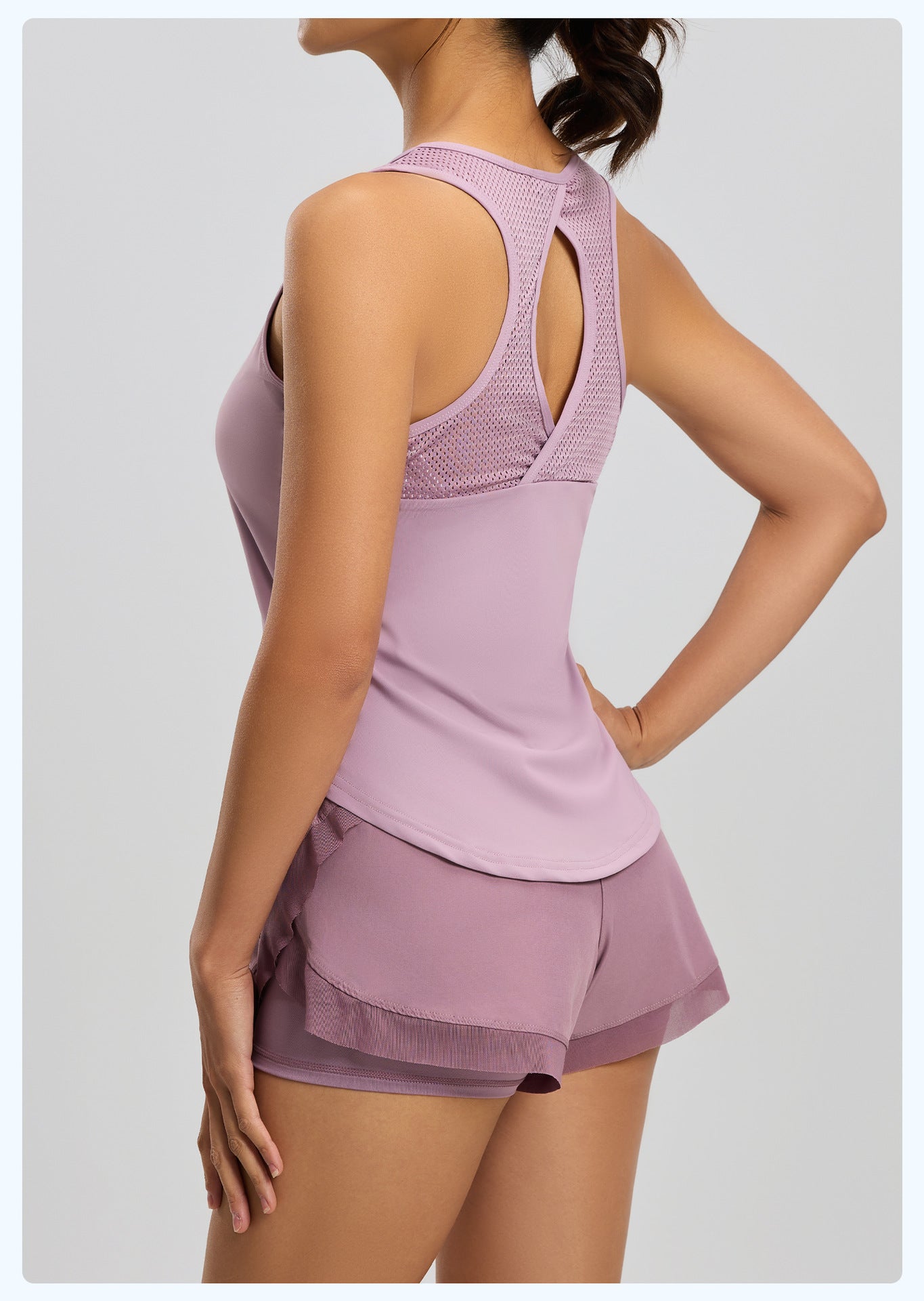 Women's Breathable Mesh Sports Tank, Hollow-Out Beauty Back Design, Nude Feeling Yoga Top