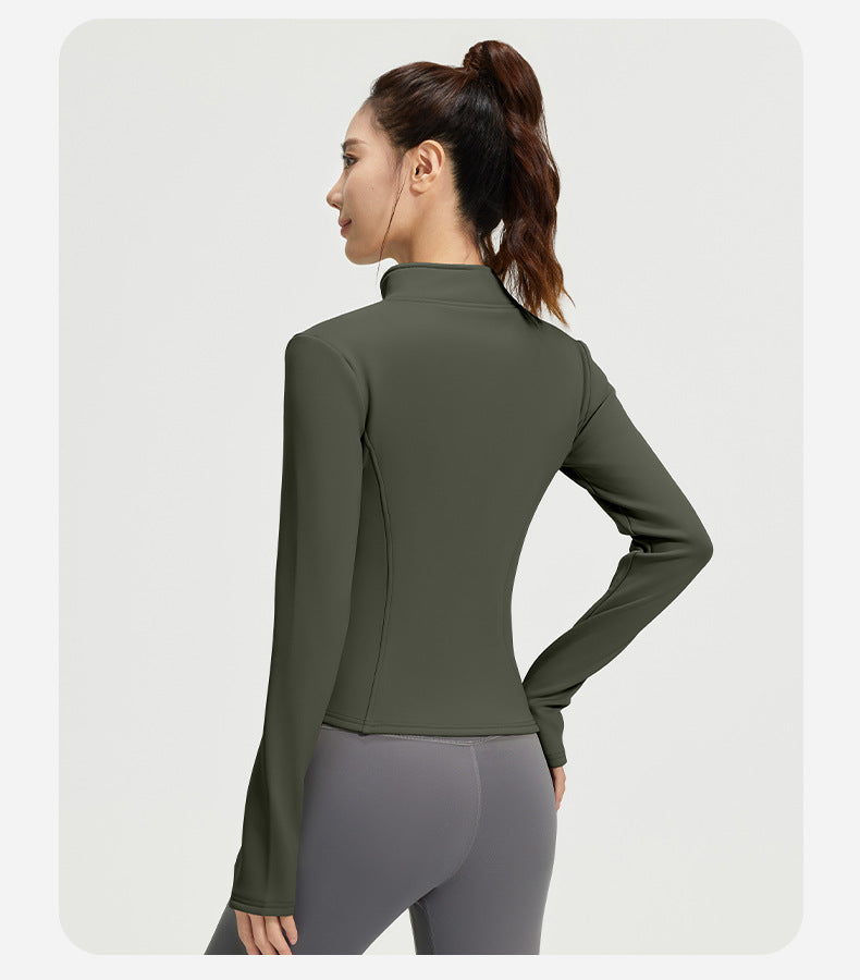 Women’s Winter Thermal Yoga Jacket – Thick Fleece Lined Slim Fit Sports Coat for Fitness, Running & Workout