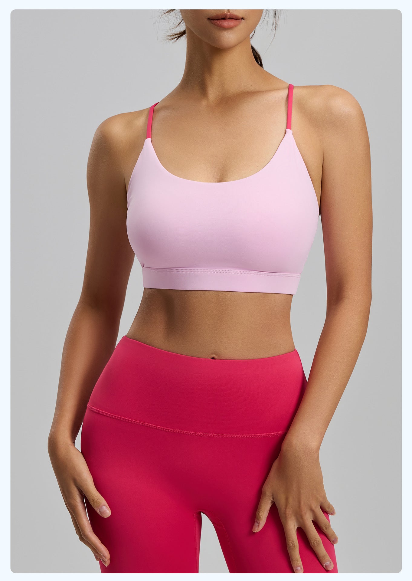 Women's Six String Cross Back Sports Bra, Summer Dopamine Thin Style, Shockproof Yoga Fitness Bra