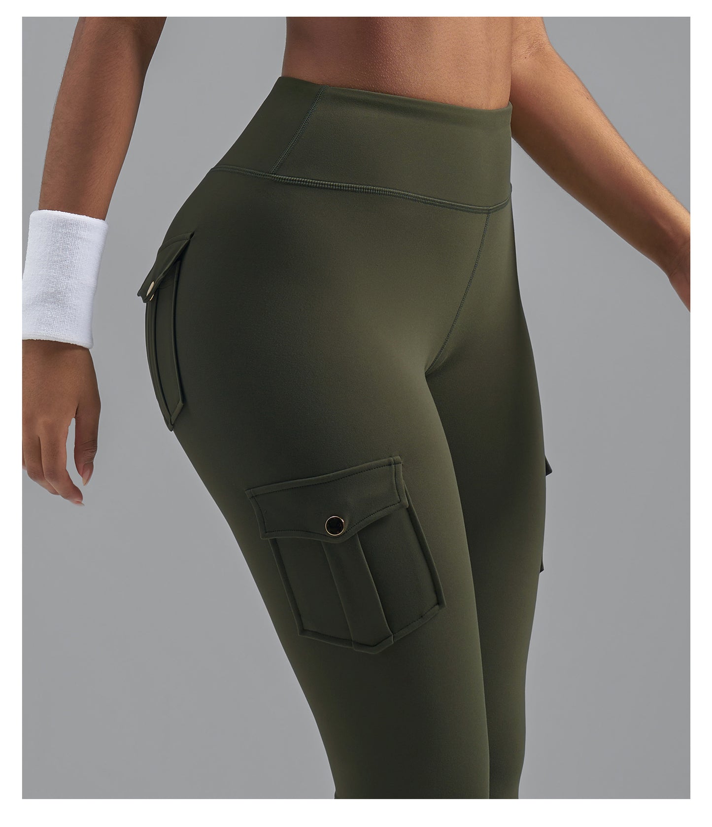 Brushed Cargo Pocket Yoga Pants, Women's Peach Hip Tight Quick Dry Butt Lifting Sports Fitness Leggings