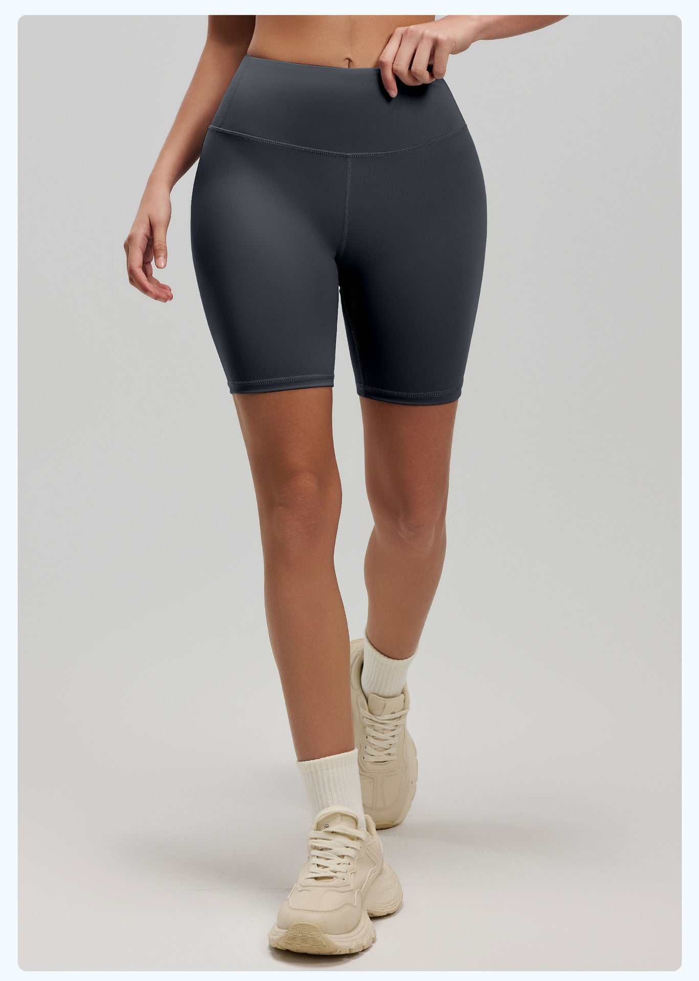 Women's High Waist Yoga Shorts, Butt Lifting Peach Hip 5-Pocket Length Workout Shorts, Stretch Tight Fitness Running Shorts