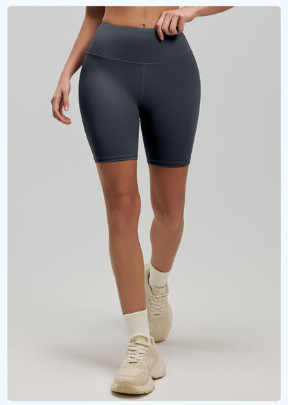 Women's High Waist Yoga Shorts, Butt Lifting Peach Hip 5-Pocket Length Workout Shorts, Stretch Tight Fitness Running Shorts
