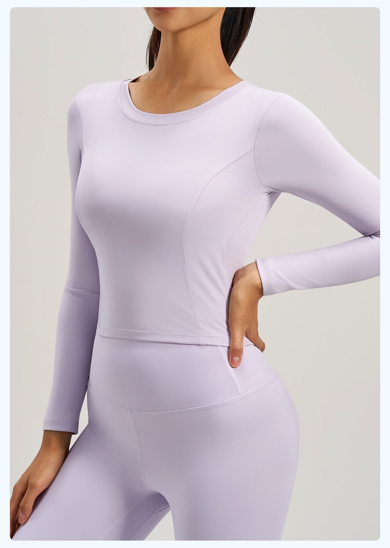 Women's New Ruched Slim Fit Long Sleeve Yoga Top, Beauty Back Design With Built-in Pads For Running Fitness