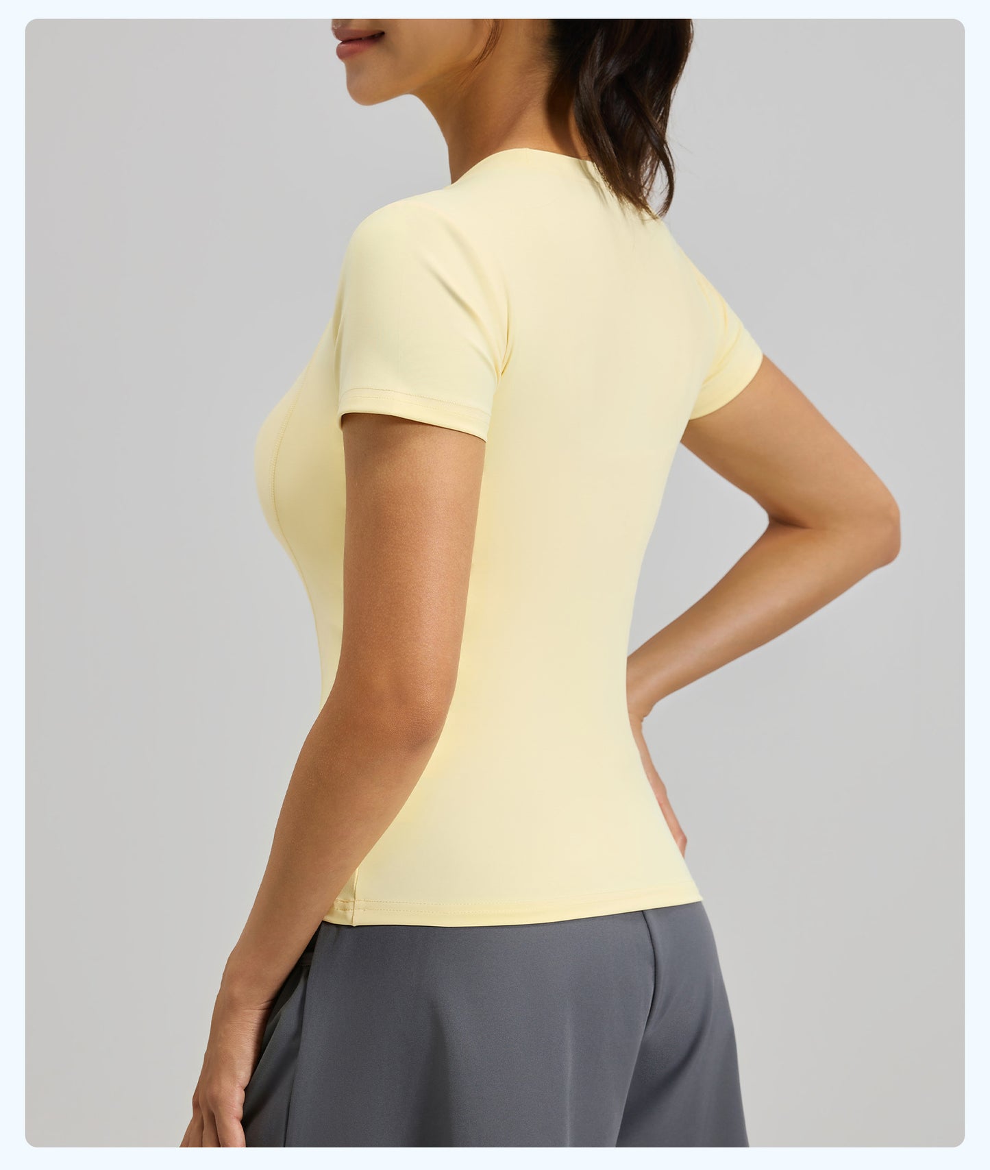 Women's Slim Fit Yoga Short Sleeve Top, Lightweight Stretch Sports T-Shirt, Breathable Activewear Ideal for Running, Gym Fitness and Daily Workout