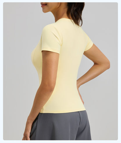 Women's Slim Fit Yoga Short Sleeve Top, Lightweight Stretch Sports T-Shirt, Breathable Activewear Ideal for Running, Gym Fitness and Daily Workout