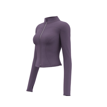 Women's Slim Fit Naked Feel Sports Jacket, Breathable Workout Top for Running & Fitness, European & American Size Yoga Wear