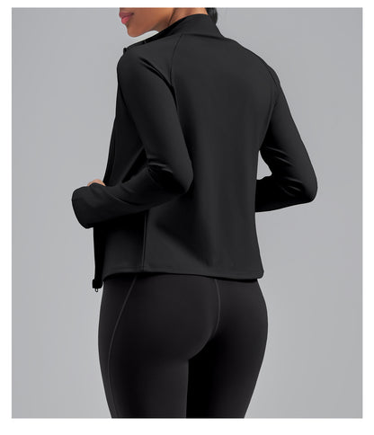 Women’s Color Block Yoga Jacket, Stretchy Fabric Sports Top for Fitness Workout Training