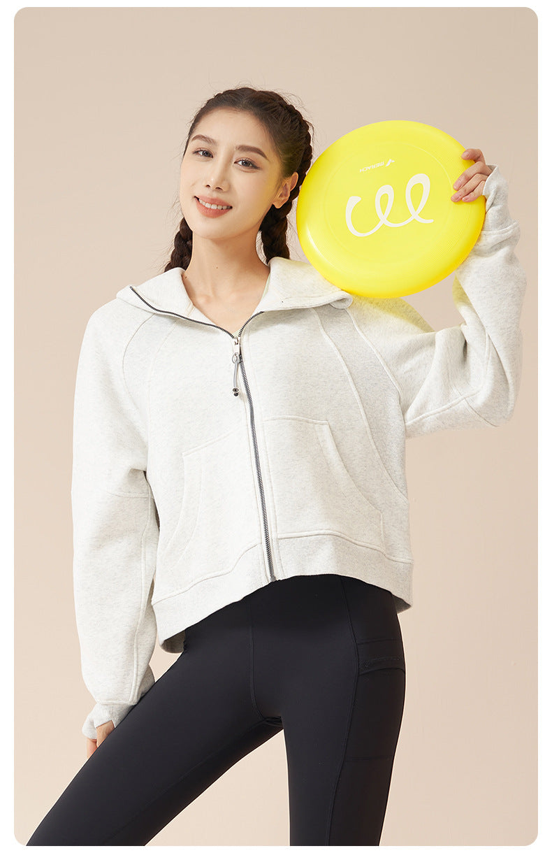 New Autumn Winter Thick Fleece Hoodie for Women, Loose Casual Outdoor Sports Warm Jacket
