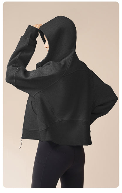 New Autumn Winter Thick Fleece Hoodie for Women, Loose Casual Outdoor Sports Warm Jacket