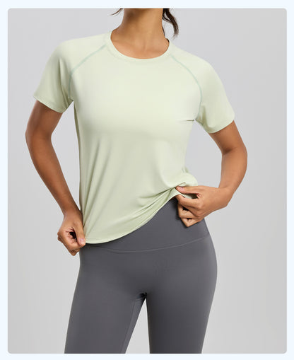 Women's New Summer Loose Mesh Yoga Short Sleeve Top, Breathable Lightweight Sports Fitness T-Shirt, Ideal for Running, Workout and Daily Casual Active Wear