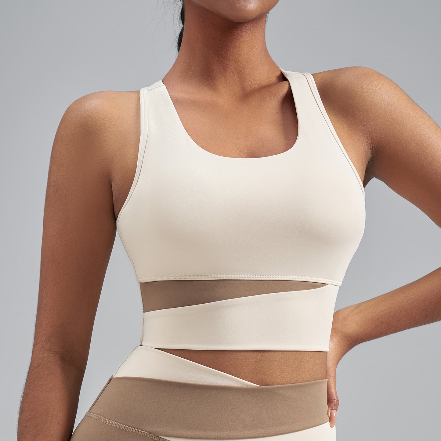 Women’s Color Block Sports Bra Tank Top, Stable Containment Fit Athletic Workout Top for Running & Fitness Training