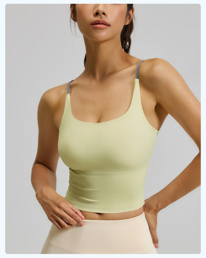 Women's High-Stretch Naked Feeling Sports Bra, Summer Padded Yoga Bra & Fitness Tank Top