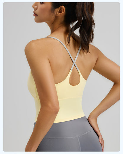 Women's High-Stretch Naked Feeling Sports Bra, Summer Padded Yoga Bra & Fitness Tank Top