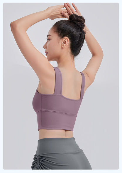 High Waist Cross-Back Sports Bra for Women, Shock Absorption & Push Up Workout Tank Top for Yoga & Running