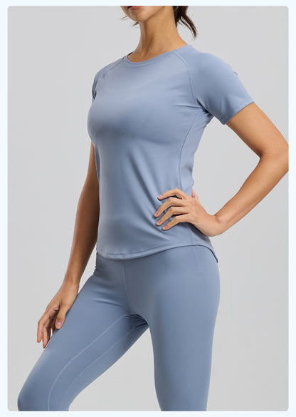 Women's Mesh Yoga Short Sleeve T-Shirt, Breathable Lightweight Fitness Athletic Top, Bust Enhancing & Body Shaping Stretch Sports Tee for Gym, Running & Daily Workout