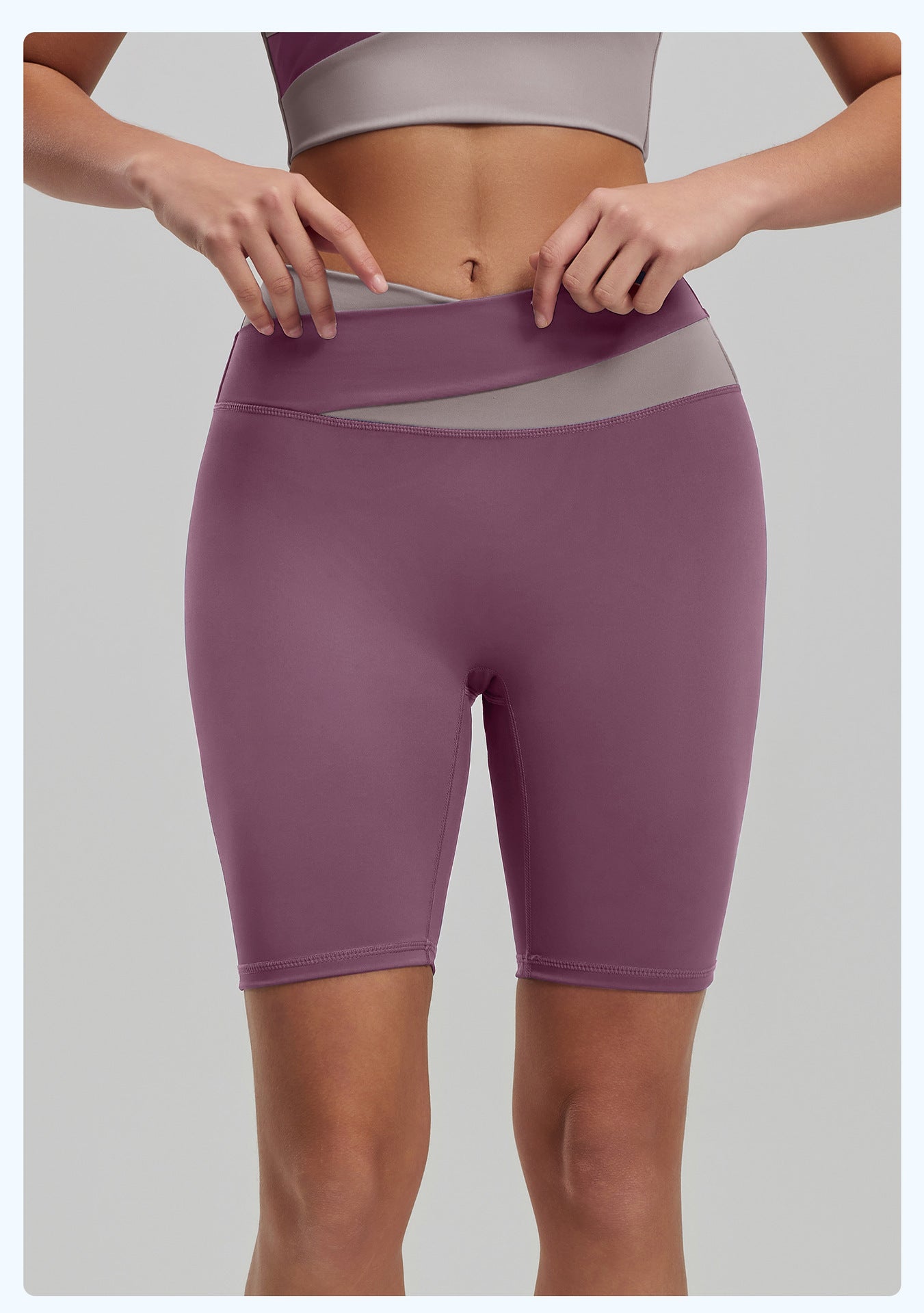 Color Block No VPL Yoga Shorts, High Elastic Slim Fit 5 Inch Biker Shorts for Fitness & Running