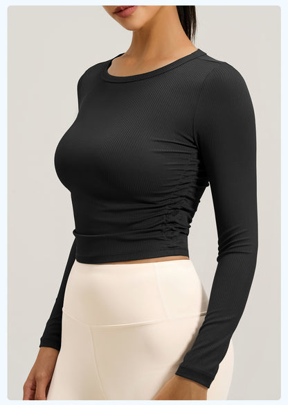 New Fall Women's Slim Fit Yoga Top, Breathable & Waist-Shaping Long Sleeve Workout Shirt