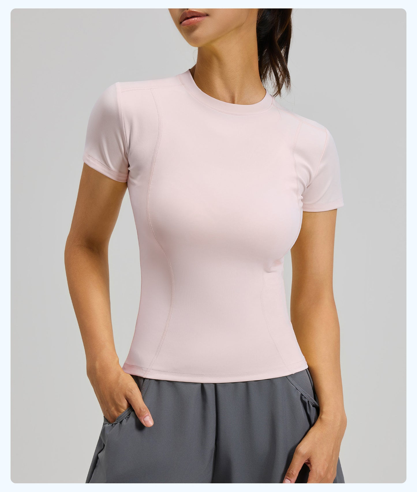 Women's Slim Fit Yoga Short Sleeve Top, Lightweight Stretch Sports T-Shirt, Breathable Activewear Ideal for Running, Gym Fitness and Daily Workout