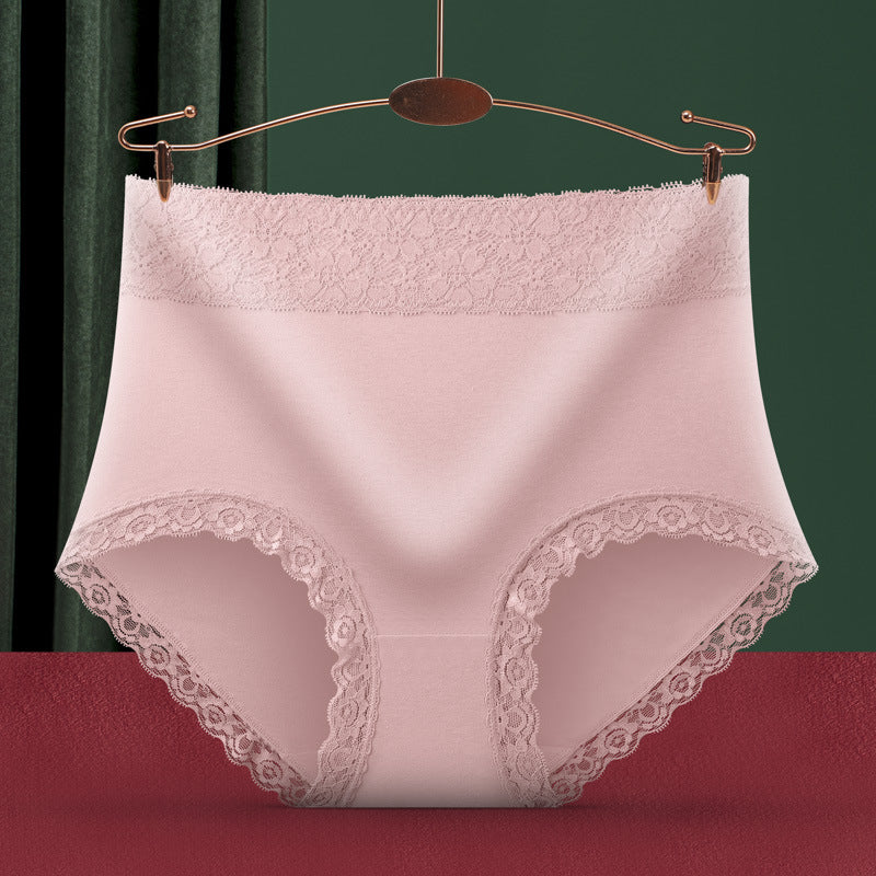 Women’s Plus Size High Waist Cotton Briefs, Seamless Lace Trim Underwear with Cotton Lined Crotch, Multi Color Everyday Panties