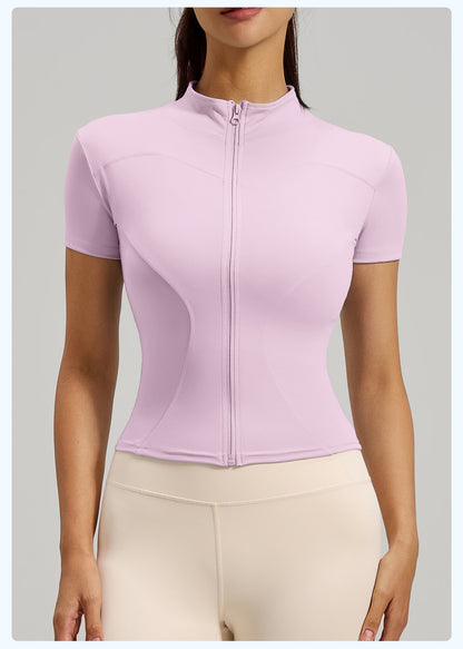 Women's High-Stretch Short Sleeve Yoga Top, Slim Fit Naked Feeling Workout Shirt for Running & Fitness