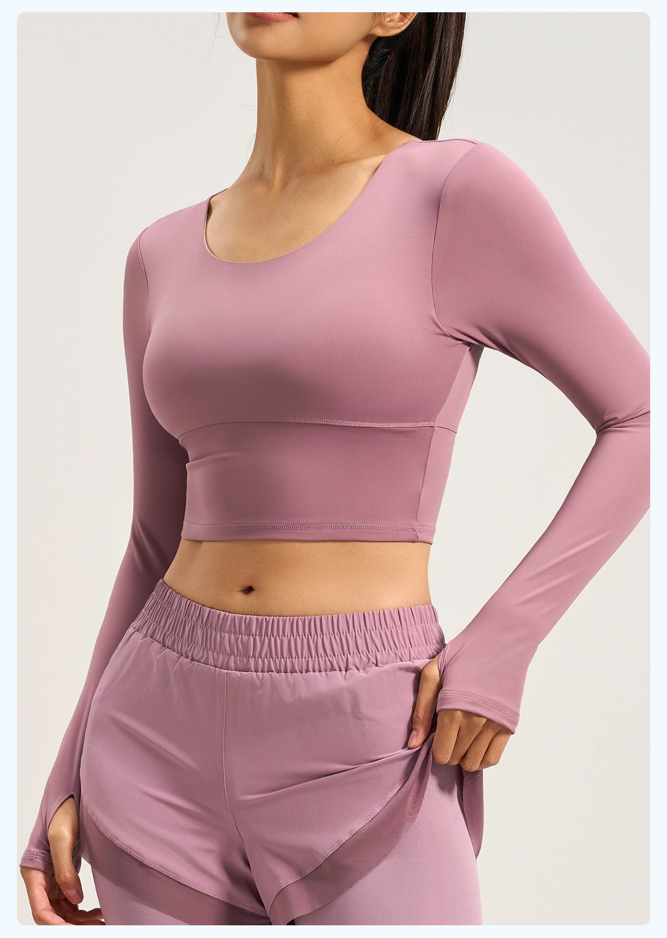 Women's Crisscross Beauty Back Long Sleeve Yoga Top, Built-in Bra, Slim Fit Sports Fitness Shirt