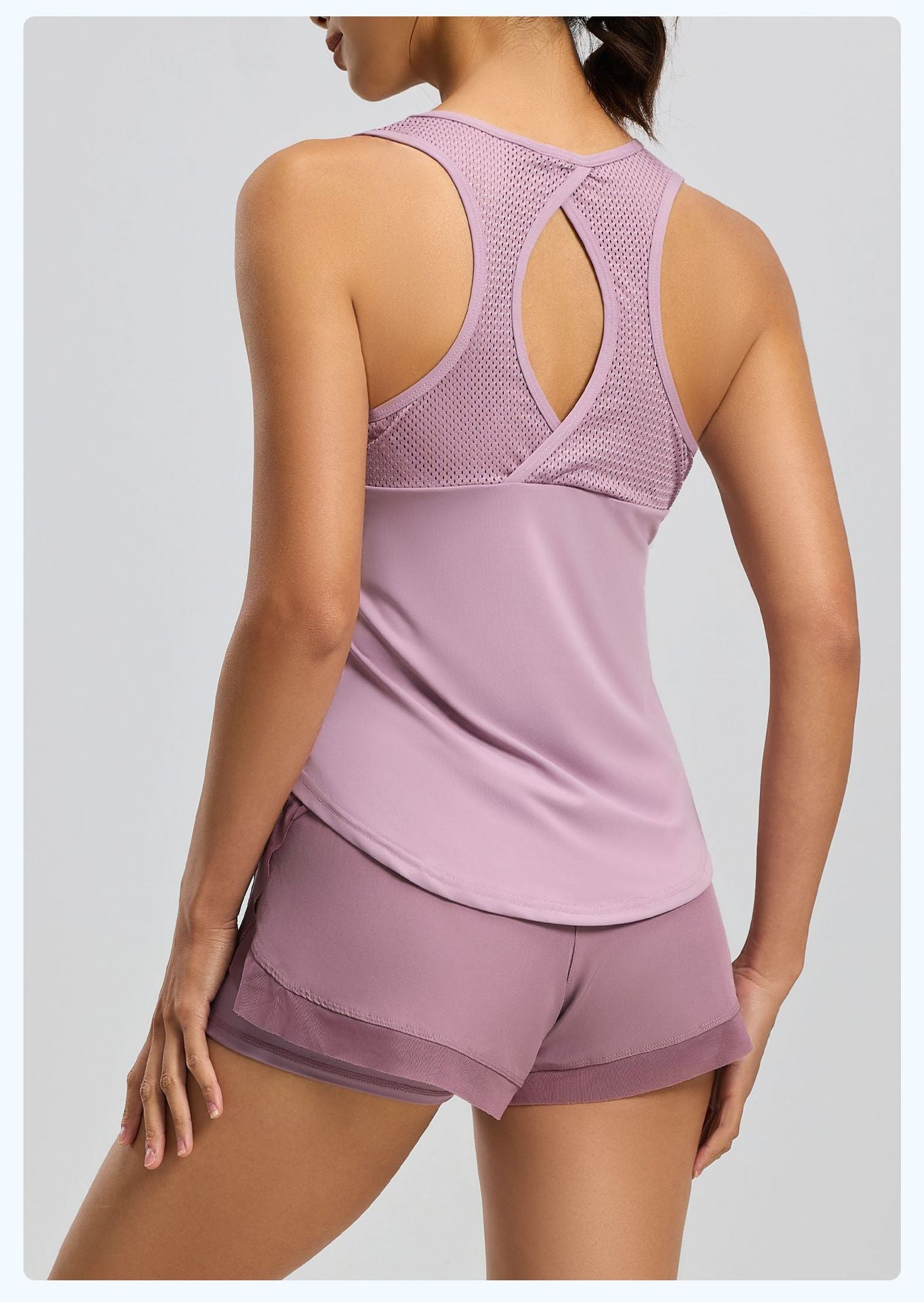 Women's Breathable Mesh Sports Tank, Hollow-Out Beauty Back Design, Nude Feeling Yoga Top