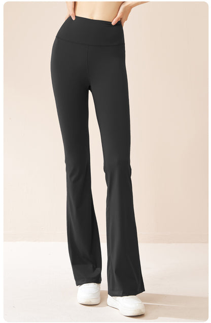 Women's High Elastic Flare Fitness Pants, High Waist Hip Lifting Tummy Control Slim Cloud-Feel Yoga Wide Leg Trousers