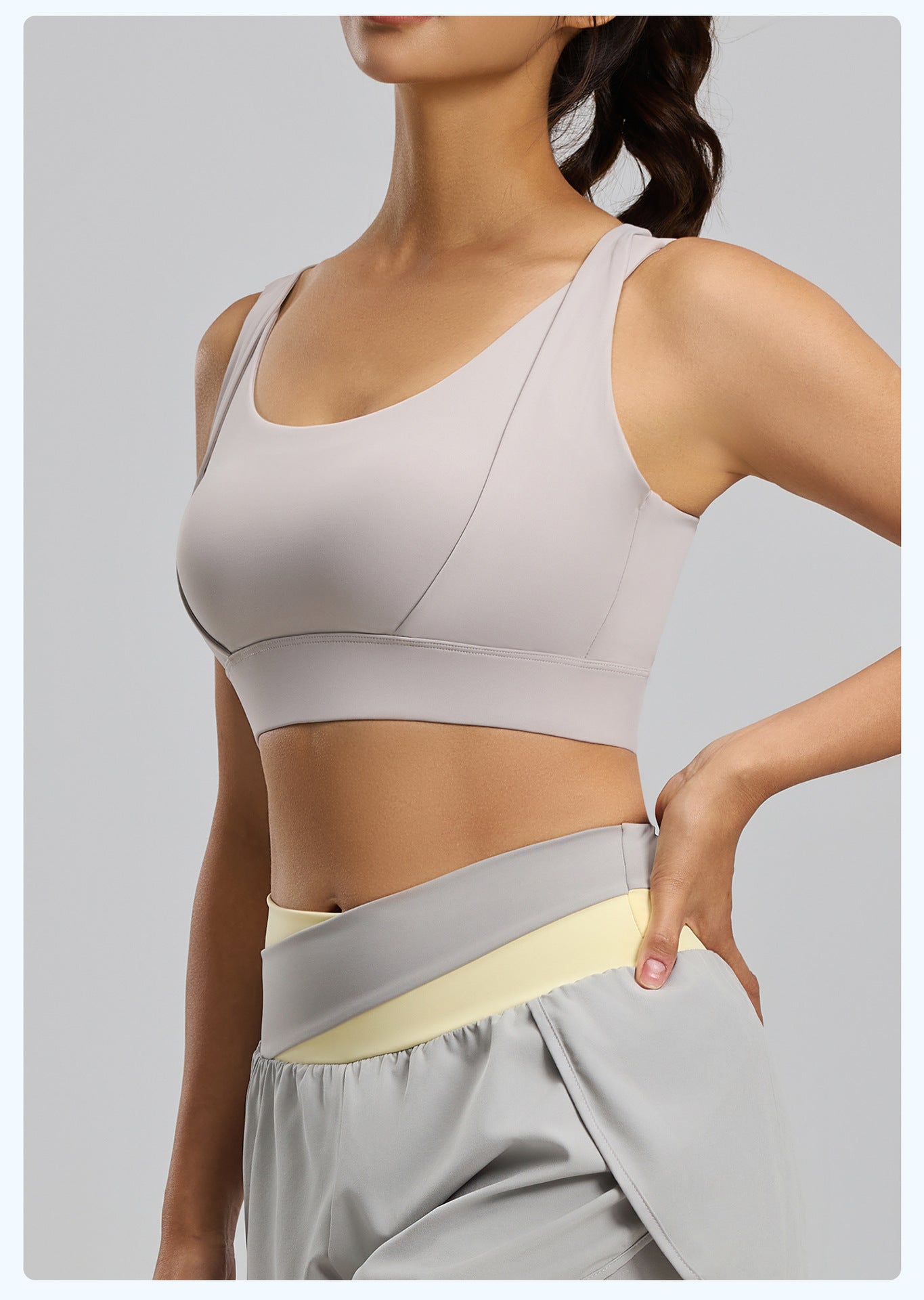 Women's Yoga Sports Bra, Push-Up Double Strap, Removable Pads, High-Impact Shockproof Naked Feeling Workout Bra