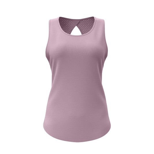 Women's Breathable Mesh Sports Tank, Hollow-Out Beauty Back Design, Nude Feeling Yoga Top