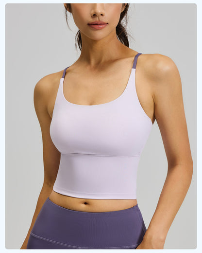 Women's High-Stretch Naked Feeling Sports Bra, Summer Padded Yoga Bra & Fitness Tank Top
