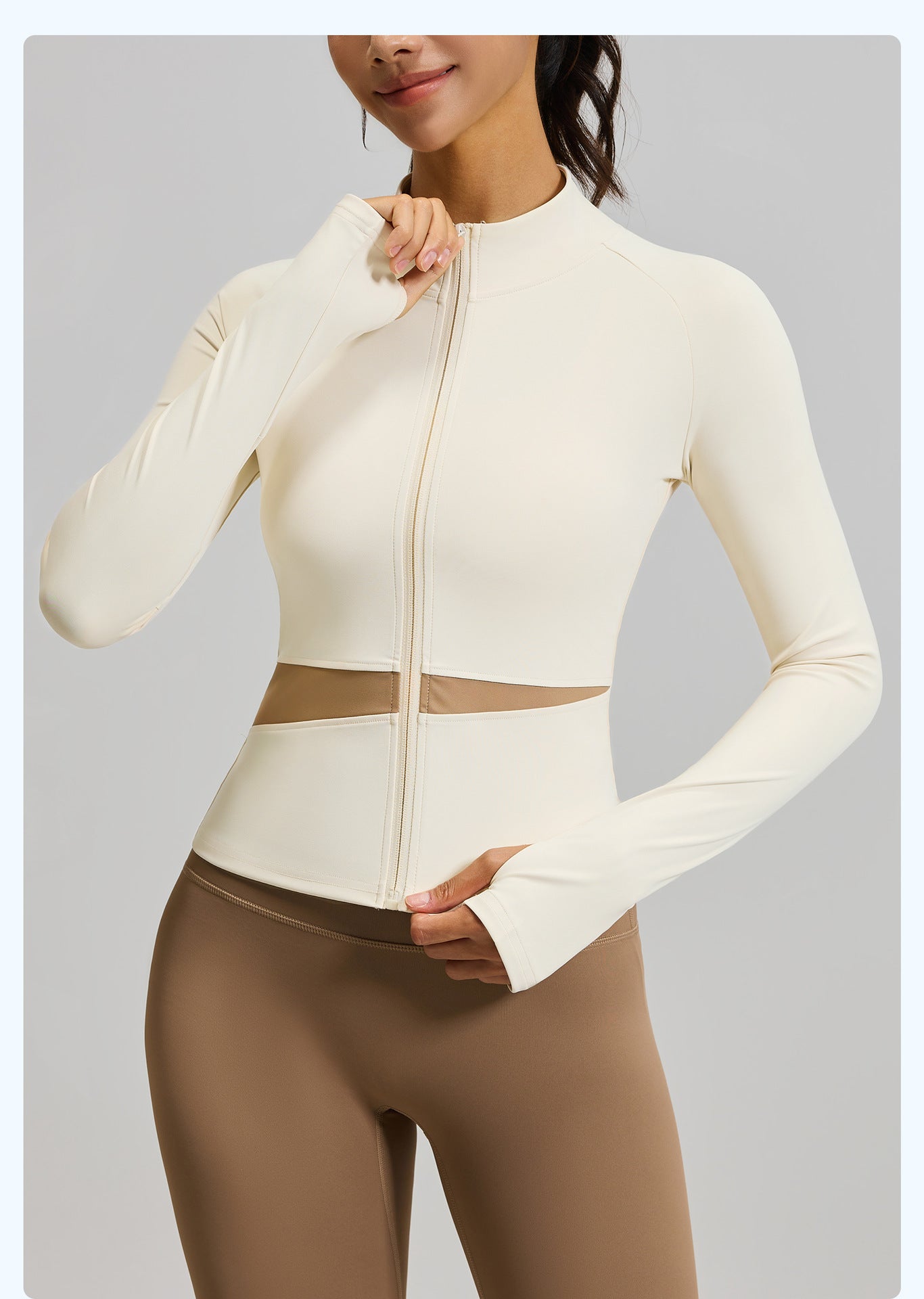 Women's Color Block Yoga Jacket, High Neck Slim Fit Naked Feeling Workout Top
