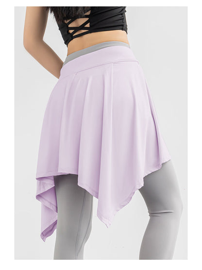 Women’s Anti-Exposure Yoga Skort with Tie Wrap – 2-in-1 Flared Skirt for Dance, Ballet & Fitness