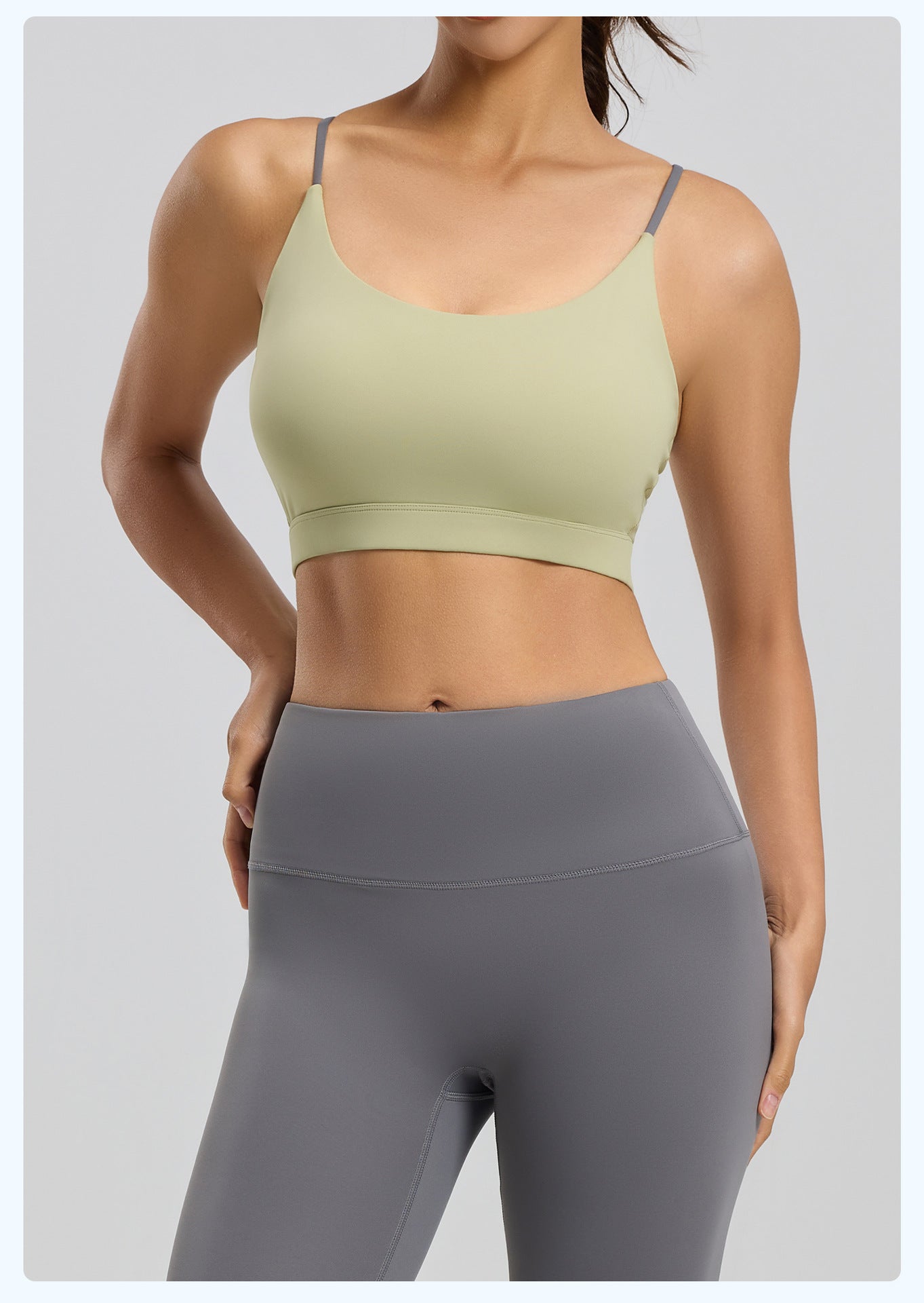 Women's Six String Cross Back Sports Bra, Summer Dopamine Thin Style, Shockproof Yoga Fitness Bra