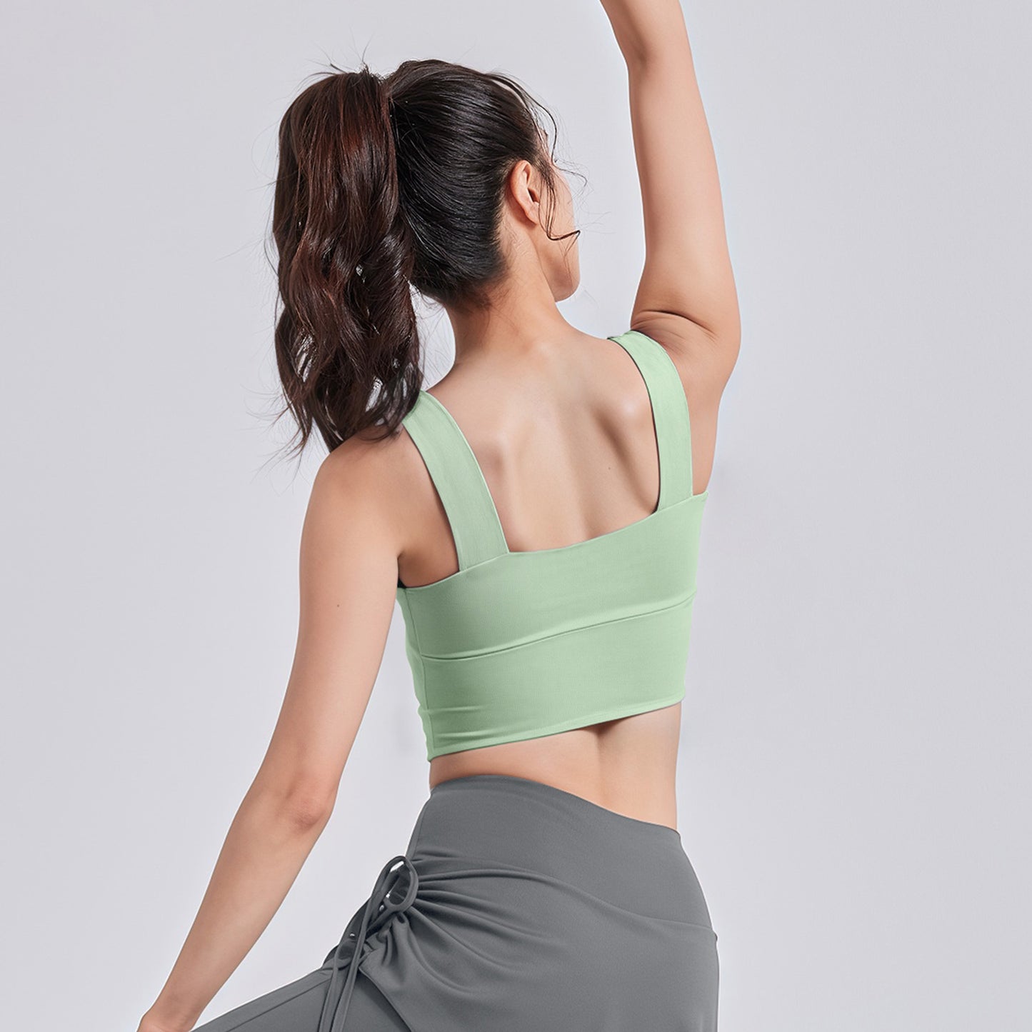 High Waist Cross-Back Sports Bra for Women, Shock Absorption & Push Up Workout Tank Top for Yoga & Running
