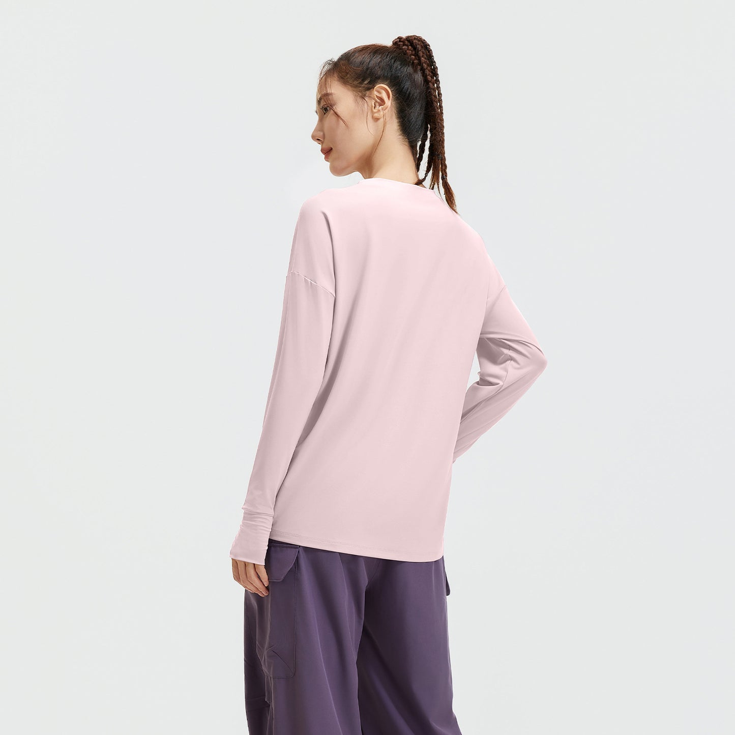 New Split Hem Loose Long Sleeve Yoga Top for Women, Breathable Sports Shirt for Running, Training & Fitness