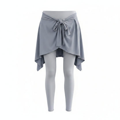 Women’s Anti-Exposure Yoga Skort with Tie Wrap – 2-in-1 Flared Skirt for Dance, Ballet & Fitness