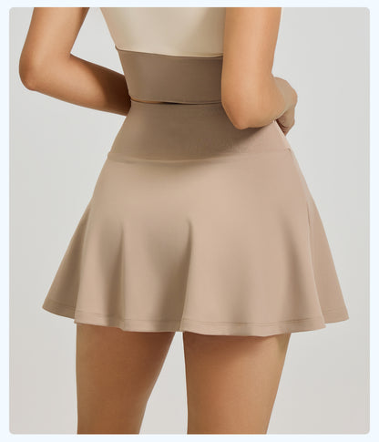 Women's Color Block Naked Feeling Sports Skirt, Anti-Exposure Two-in-One Running Fitness Yoga Skort