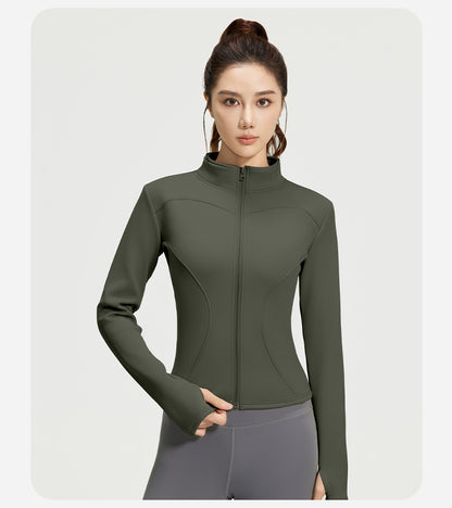 Women’s Winter Thermal Yoga Jacket – Thick Fleece Lined Slim Fit Sports Coat for Fitness, Running & Workout