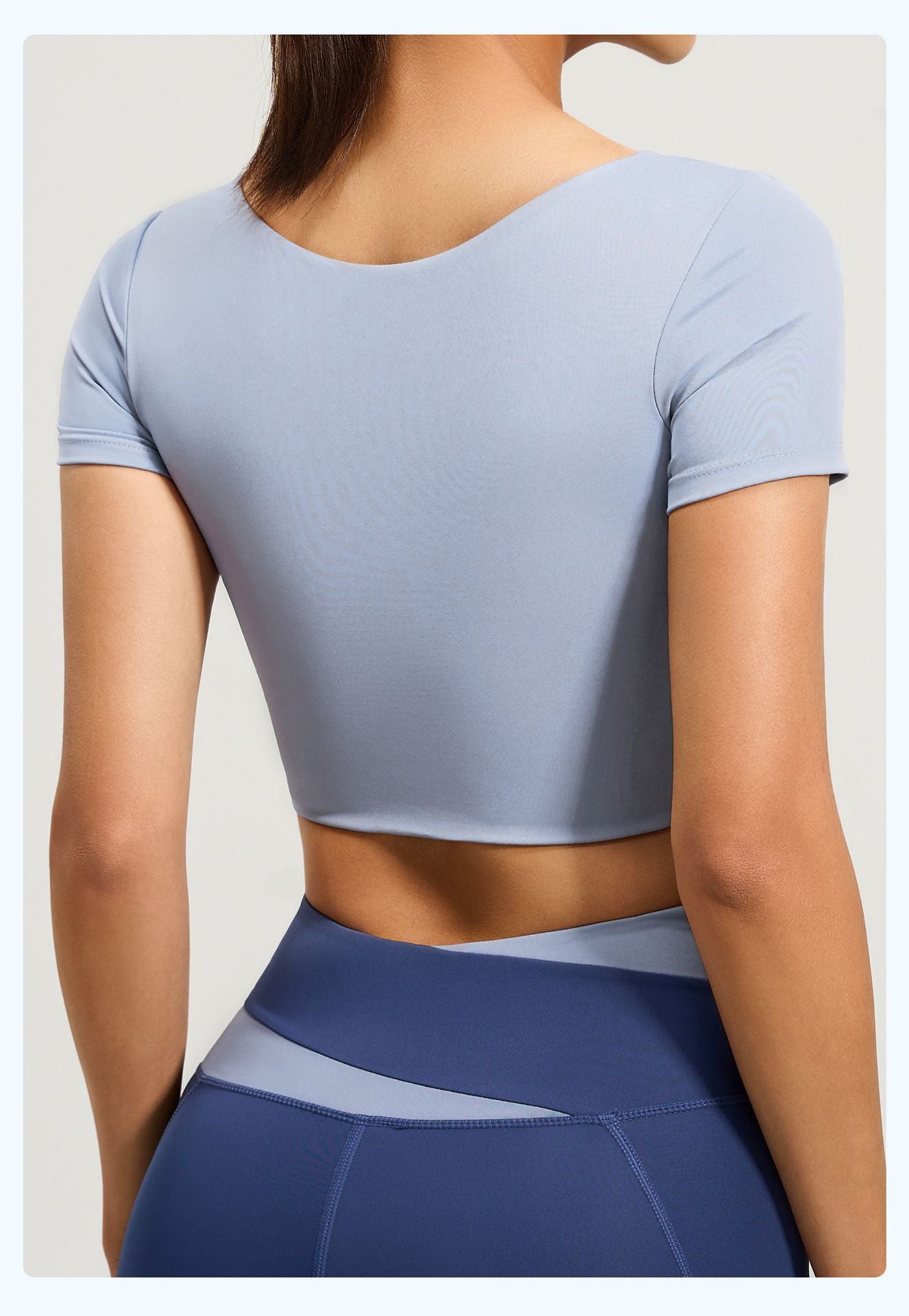 Women's Color Block Yoga Short Sleeve, Slim Fit Workout Top with Built-in Bra