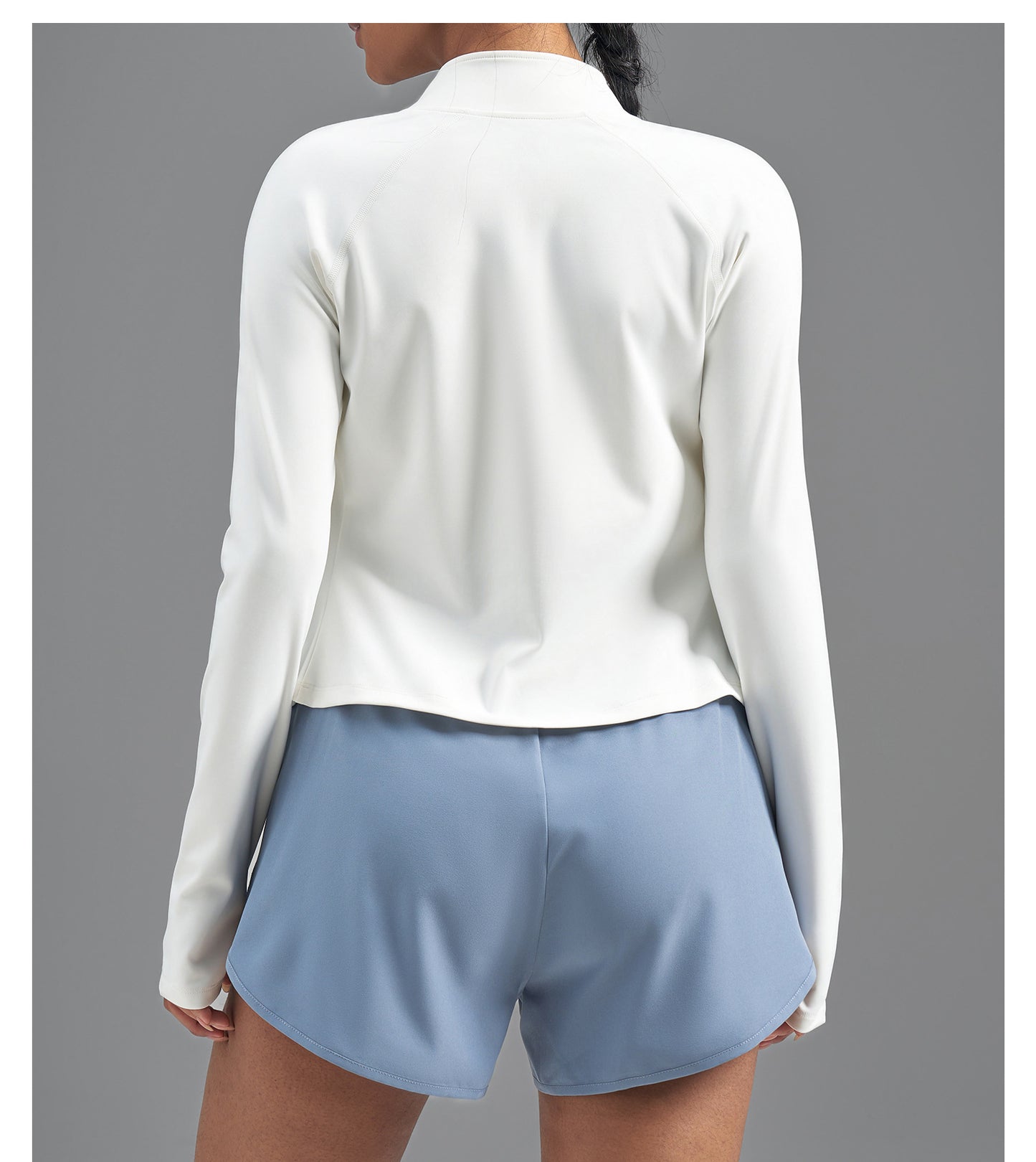 Plus Size Zip Up Sports Jacket, Stretch Slim Fit Yoga Top, Euro Size Figure-Flattering Long Sleeve Workout Coat for Women