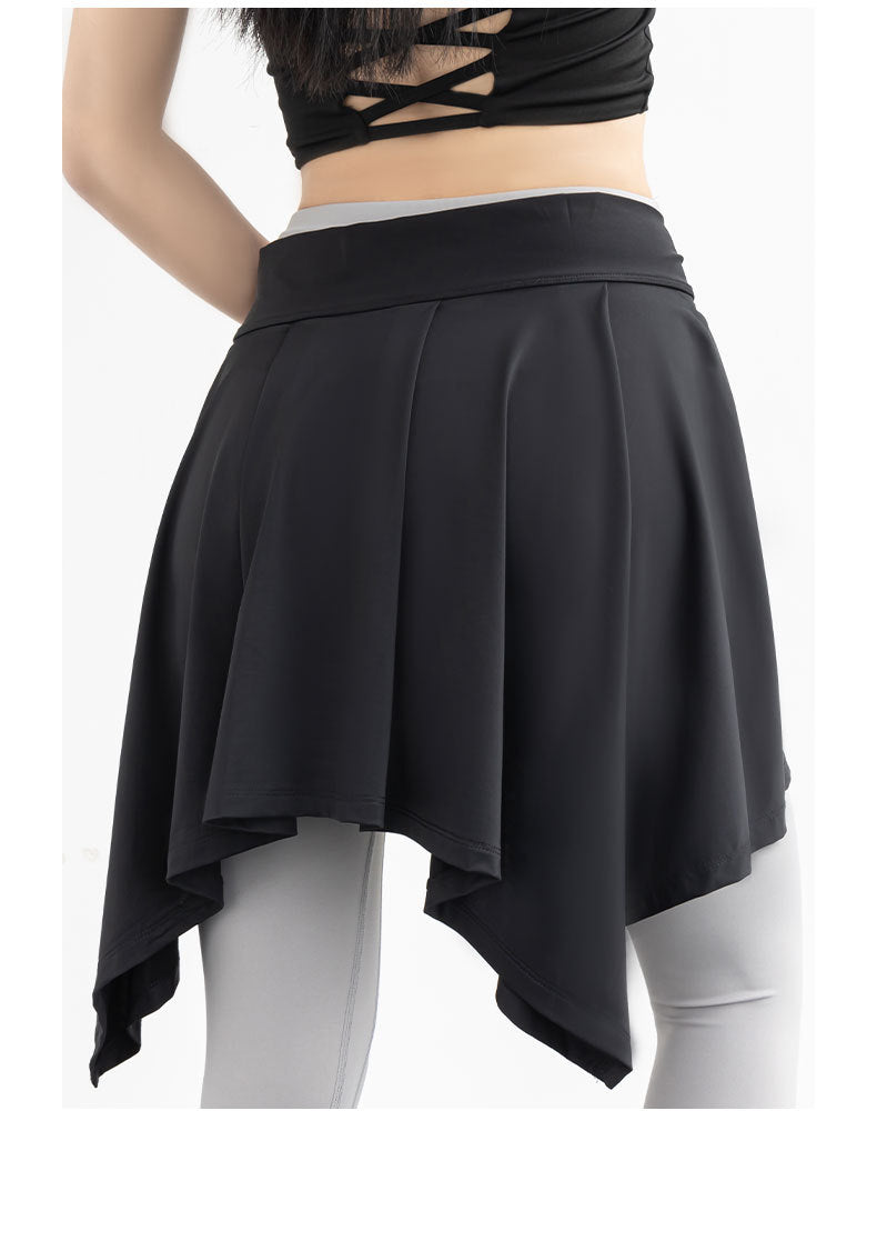 Women’s Anti-Exposure Yoga Skort with Tie Wrap – 2-in-1 Flared Skirt for Dance, Ballet & Fitness