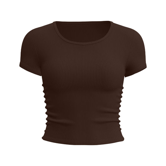 Women's Striped Sports Short Sleeve T-Shirt, Breathable Slim Fit Yoga Top, Summer New Fitness Activewear