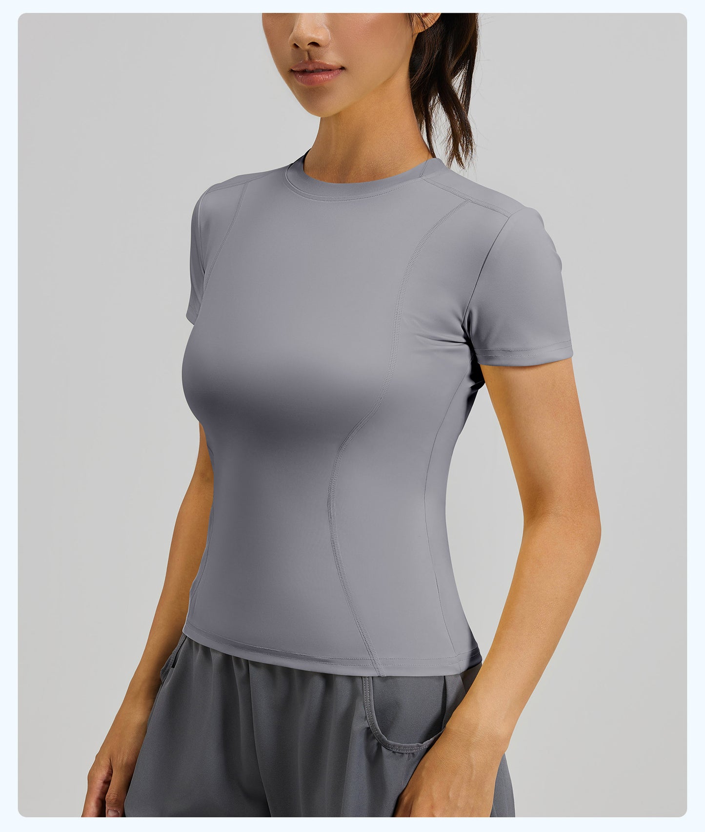 Women's Slim Fit Yoga Short Sleeve Top, Lightweight Stretch Sports T-Shirt, Breathable Activewear Ideal for Running, Gym Fitness and Daily Workout