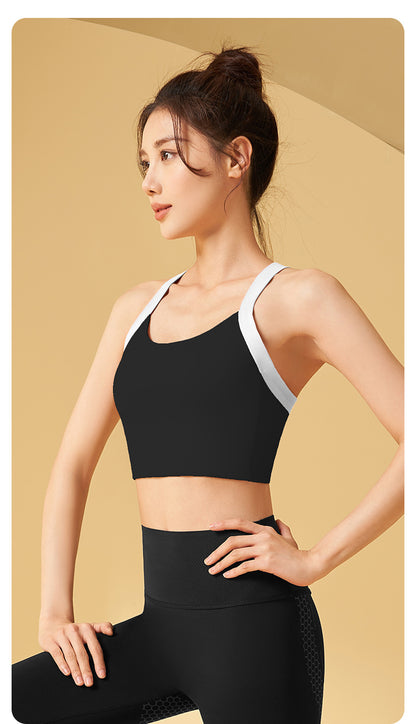 Women's One-Piece Beauty Back Yoga Sports Bra, High-Impact Shockproof with Fixed Chest Pad, Waist-Slimming & Bust-Enhancing Fitness Tank Top