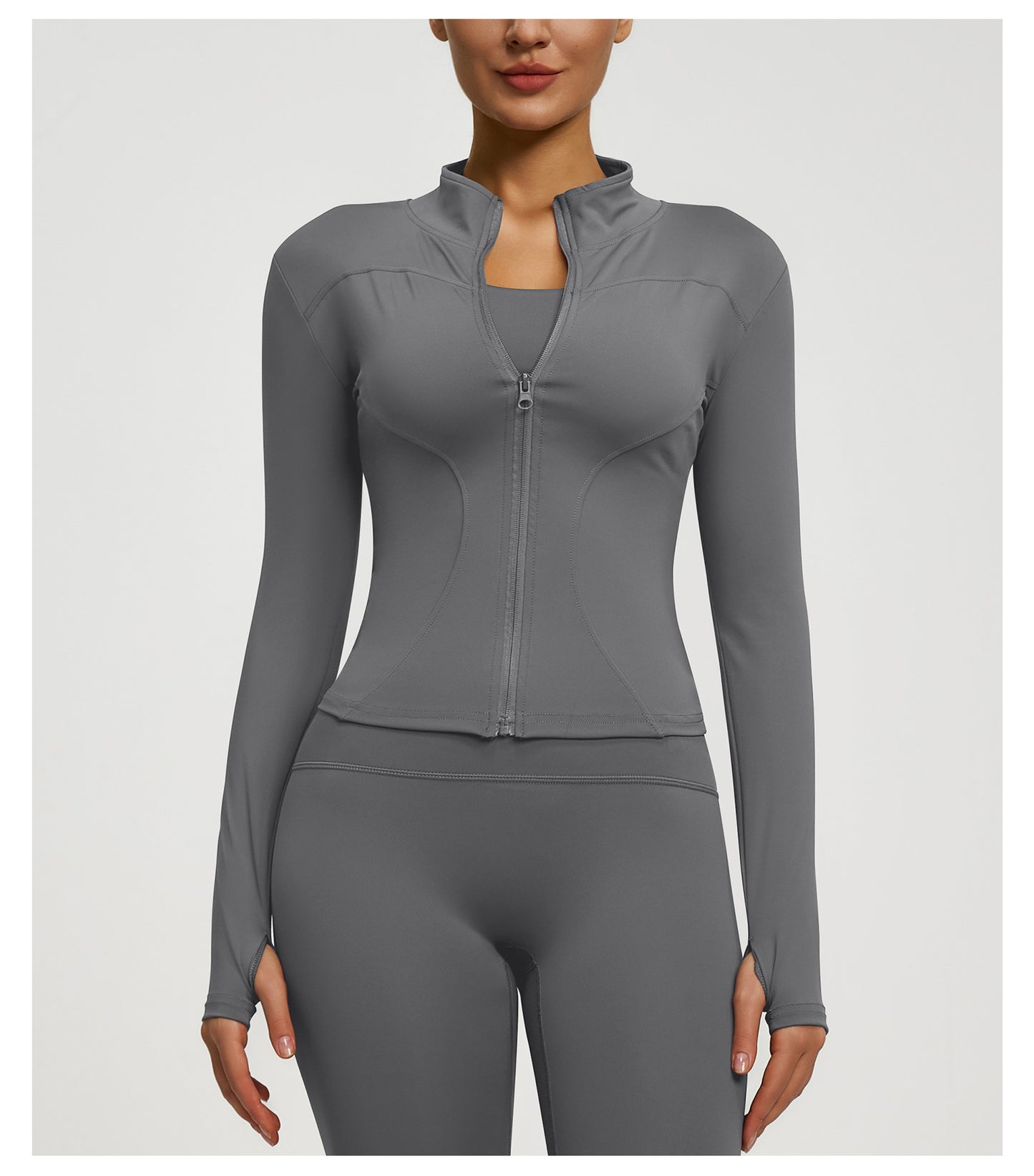 Women’s Zipper Yoga Jacket, Long Sleeve Sports Top for Running & Fitness Training