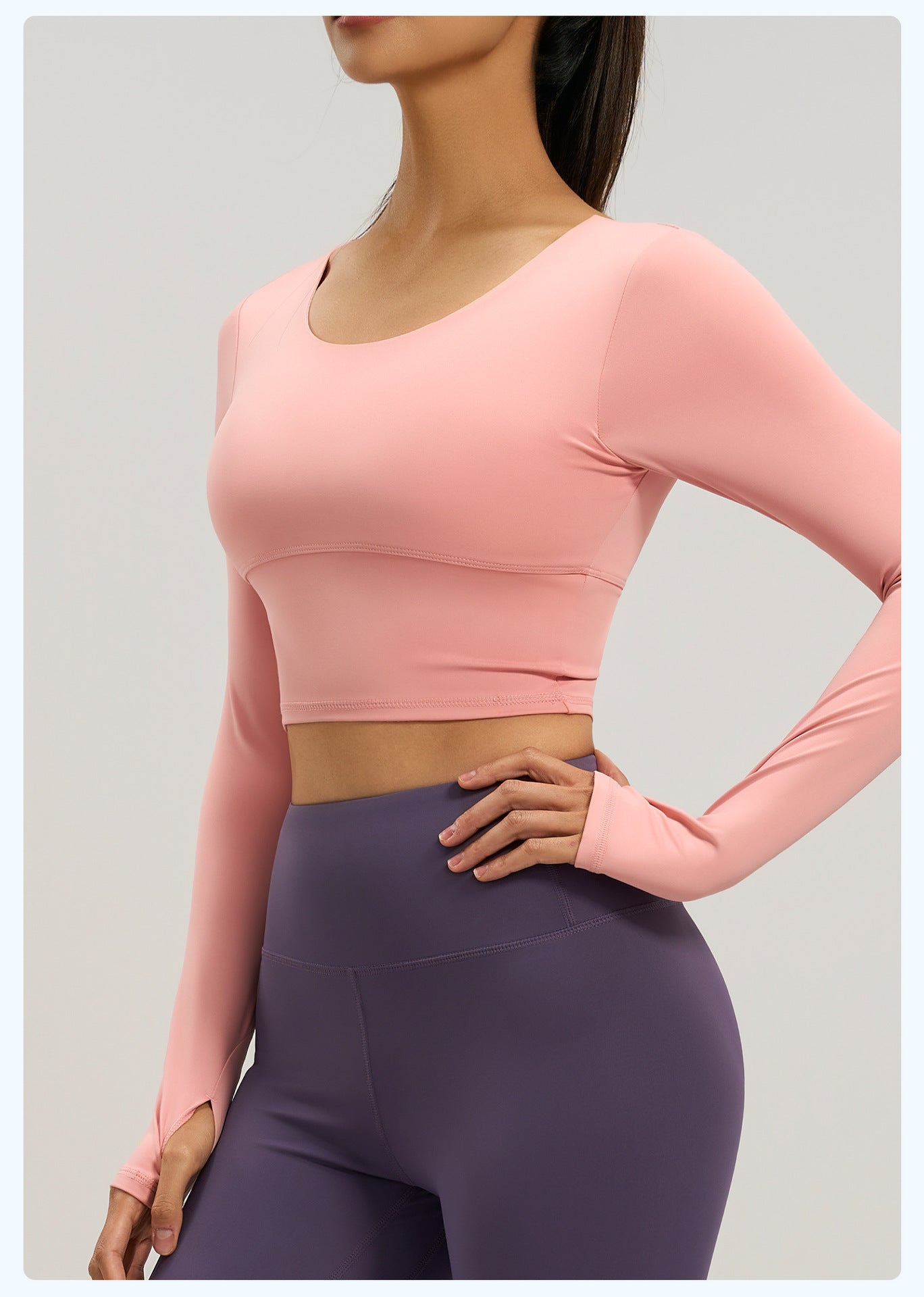 Women's Crisscross Beauty Back Long Sleeve Yoga Top, Built-in Bra, Slim Fit Sports Fitness Shirt