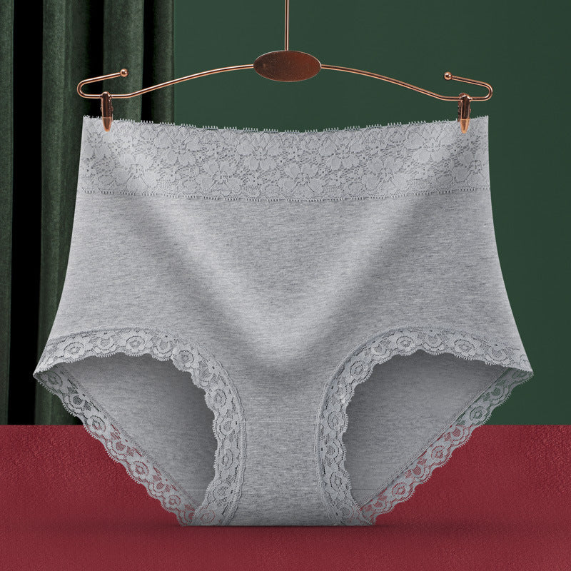 Women’s Plus Size High Waist Cotton Briefs, Seamless Lace Trim Underwear with Cotton Lined Crotch, Multi Color Everyday Panties