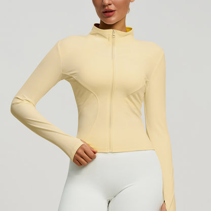 Women's Slim Fit Naked Feel Sports Jacket, Breathable Workout Top for Running & Fitness, European & American Size Yoga Wear